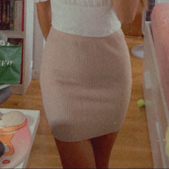 Tan Brown Ribbed Skirt - Picture 2 of 4